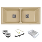 Belluxury™ Ivorya Sandstone Quartz Luxe Double Bowl Sink – Royal Beige Edition (45 x 20 x 10 Inches)