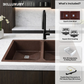 Belluxury™ Aurelia Quartz Luxe Double Bowl Kitchen Sink – Mocha Stone Finish (45 x 20 x 10 Inches)