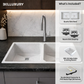 Belluxury™ Celestia Dotted Quartz Luxe Double Bowl Sink – StoneCraft Finish (45 x 20 x 10 Inches)