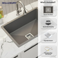 Belluxury™ AeroGrey Quartz Luxe Single Bowl Sink – Urban Minimal Series (24 x 18 x 10 Inches)