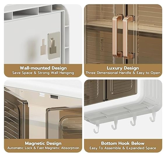 Belluxury®  Bathroom Organiser Without Drill Plastic Wall Mounted Storage Cabinet for Kitchen and Bathroom