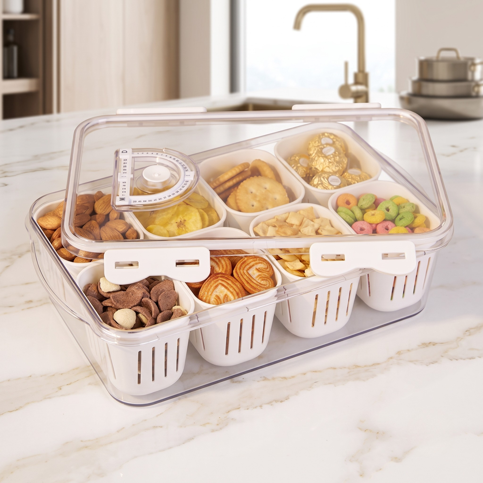 Multi Compartment Transparent Storage Box