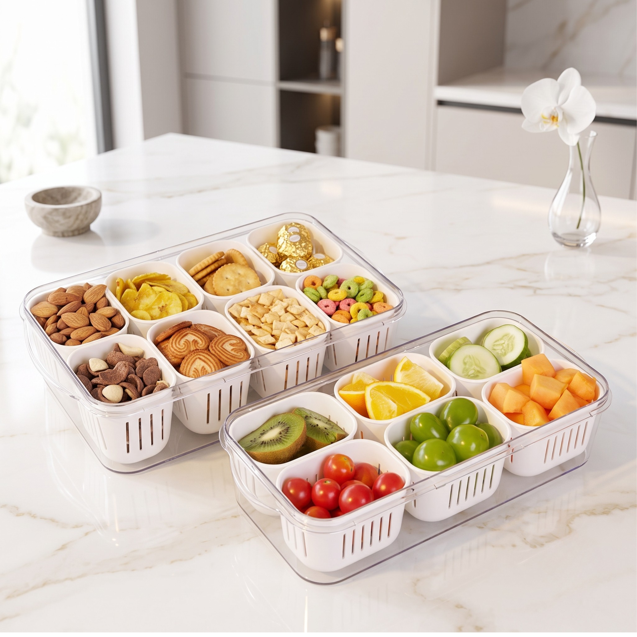 Multi Compartment Transparent Storage Box