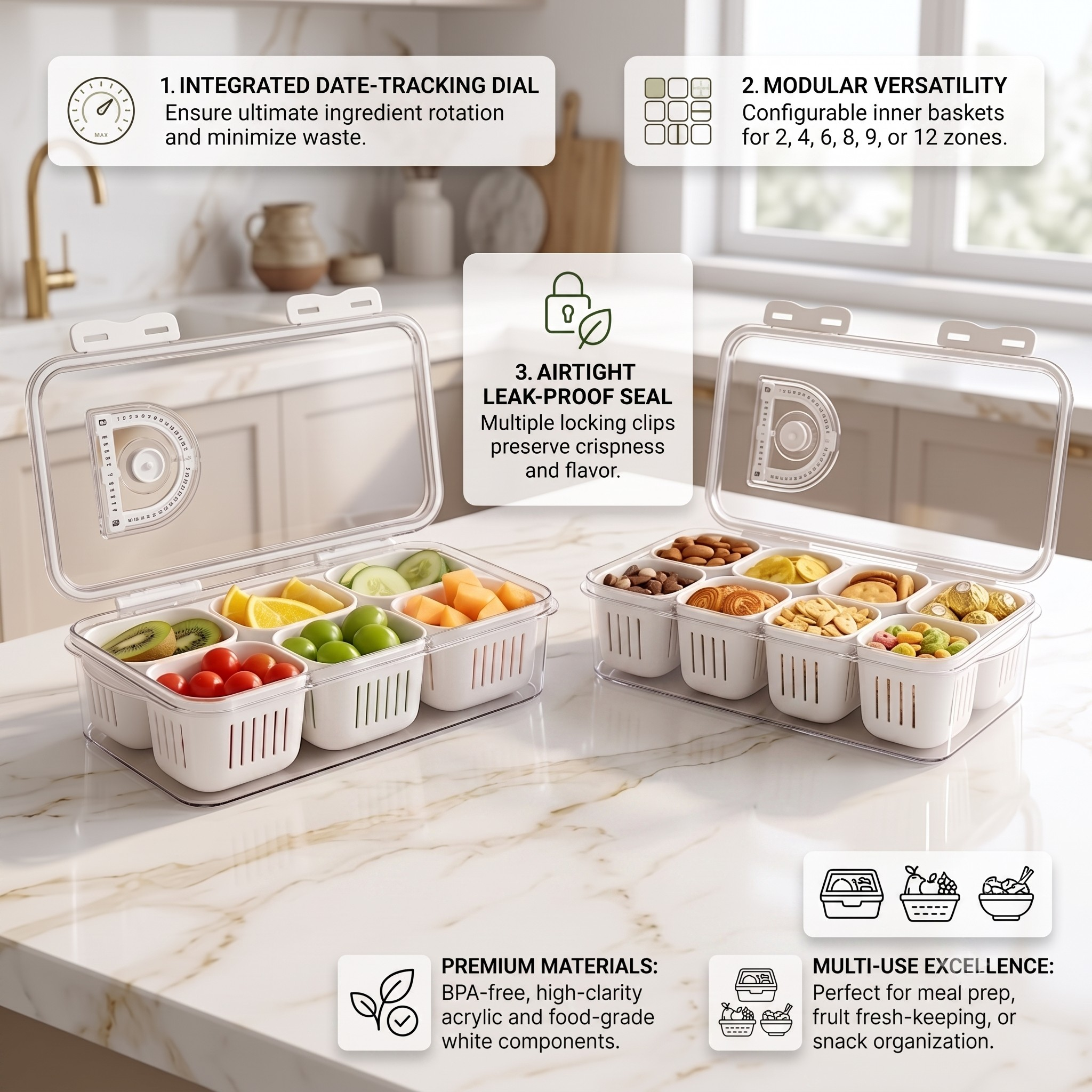 Multi Compartment Transparent Storage Box