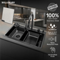 Belluxury AquaVault™ Elite – Smart Modular 304 Stainless Steel Kitchen Sink with Waterfall System, Pull-Out Faucet & Integrated RO Tap (30×18×9)