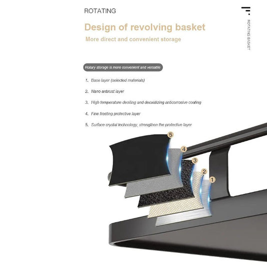 Belluxury Storage Rack | Layer Revolving Vegetable Kitchen Rack | Square Multipurpose Storage Trolley with Wheels | Metal Fruit Storage Rack | Kitchen Cabinet Spice Rack | Black