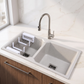 Belluxury™ Celestia Dotted Quartz Luxe Double Bowl Sink – StoneCraft Finish (45 x 20 x 10 Inches)