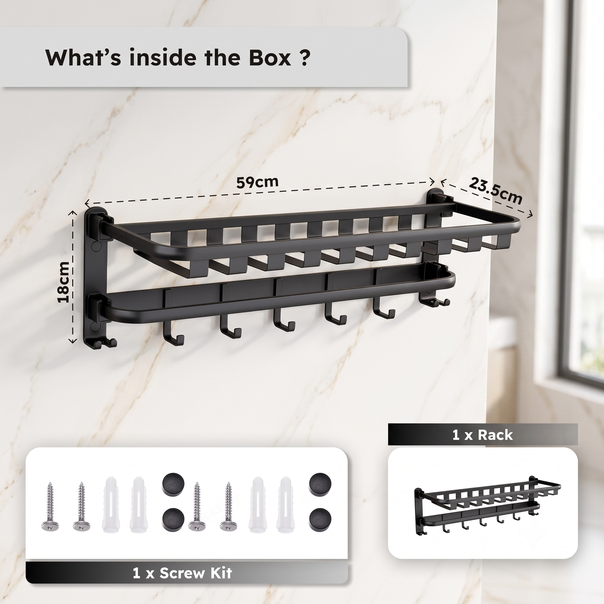 DUAL FOLDING TOWEL RACK | Premium Grade Stainless Steel Dual Folding Towel Rack/Towel Holder/Towel Stand/Accessories For Bathroom and Kitchen | (24 Inches)