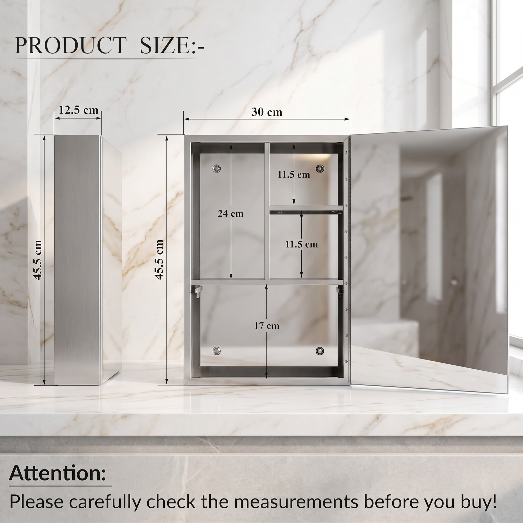 Belluxury® Premium Bathroom Cabinet with Mirror/304 Stainless Steel Mirror Cabinet for Wash Basin/Bathroom Shelf for Wall with Mirror