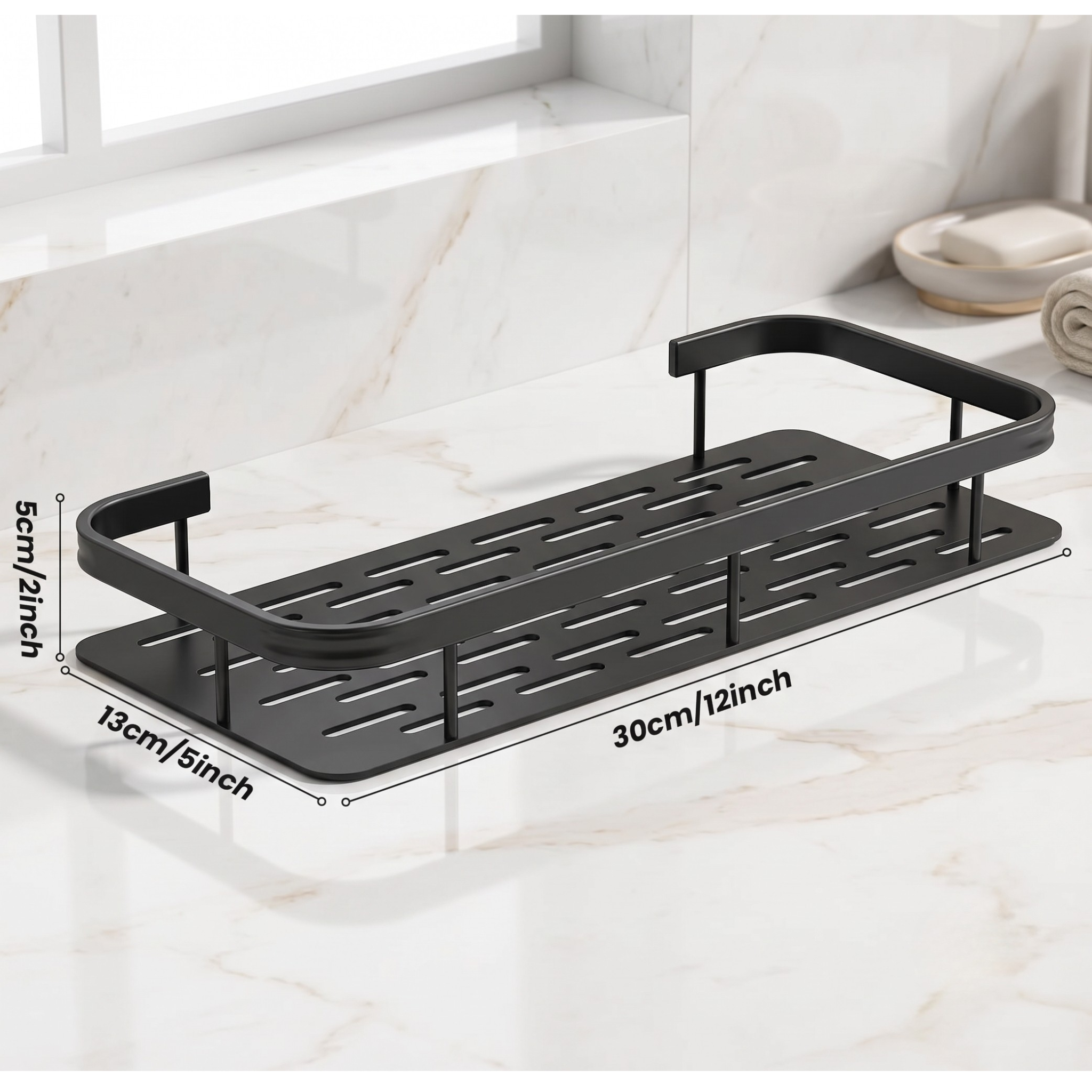 Wall Mounted Self Adhesive Storage Shelf | Rack for Bathroom & Kitchen Aluminium Wall Shelf