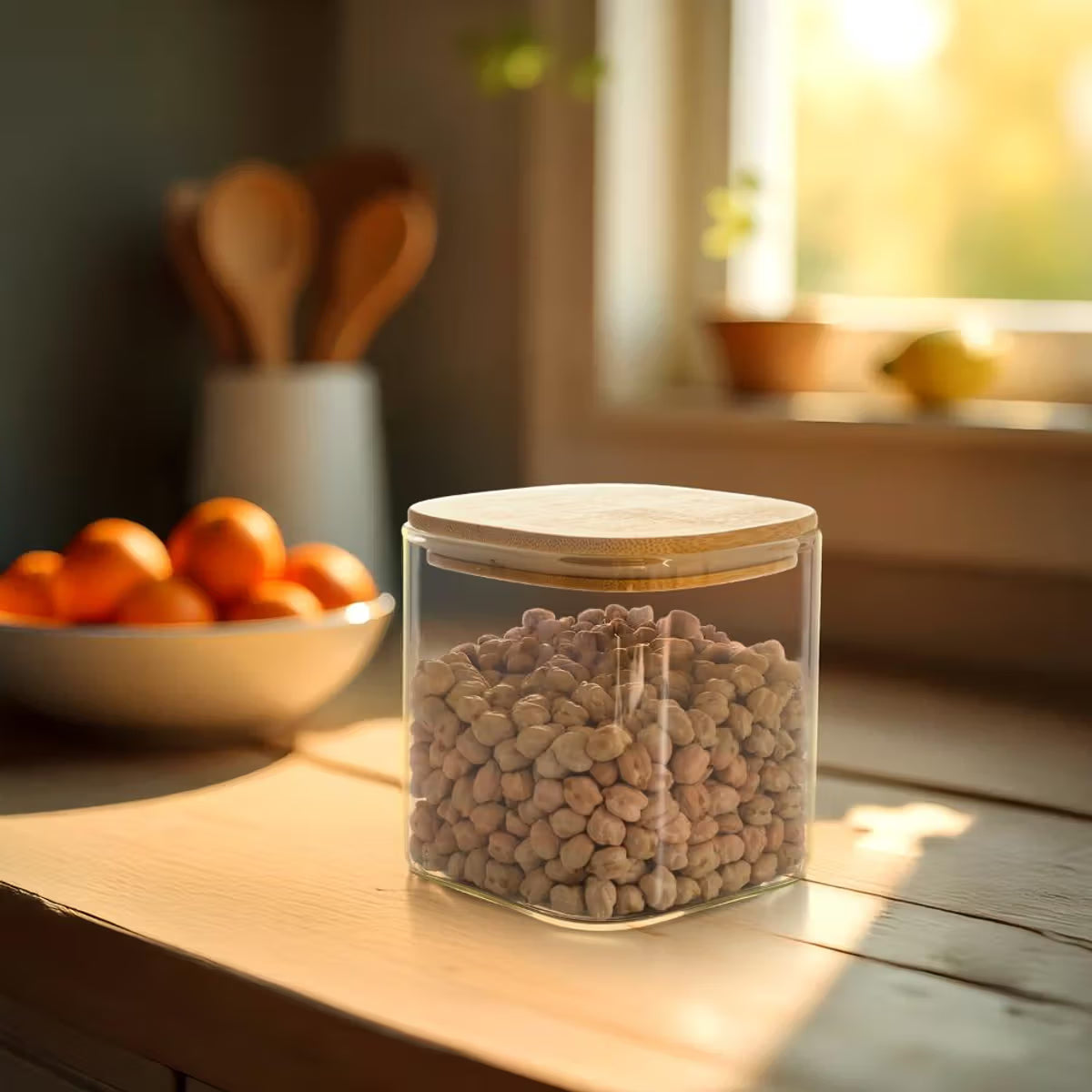 Belluxury™ Premium Airtight Glass Storage Jar with Natural Bamboo Lid - 270ml | Kitchen & Pantry Organizer
