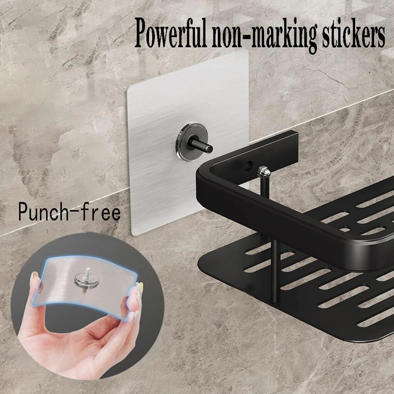 Wall Mounted Self Adhesive Storage Shelf | Rack for Bathroom & Kitchen Aluminium Wall Shelf