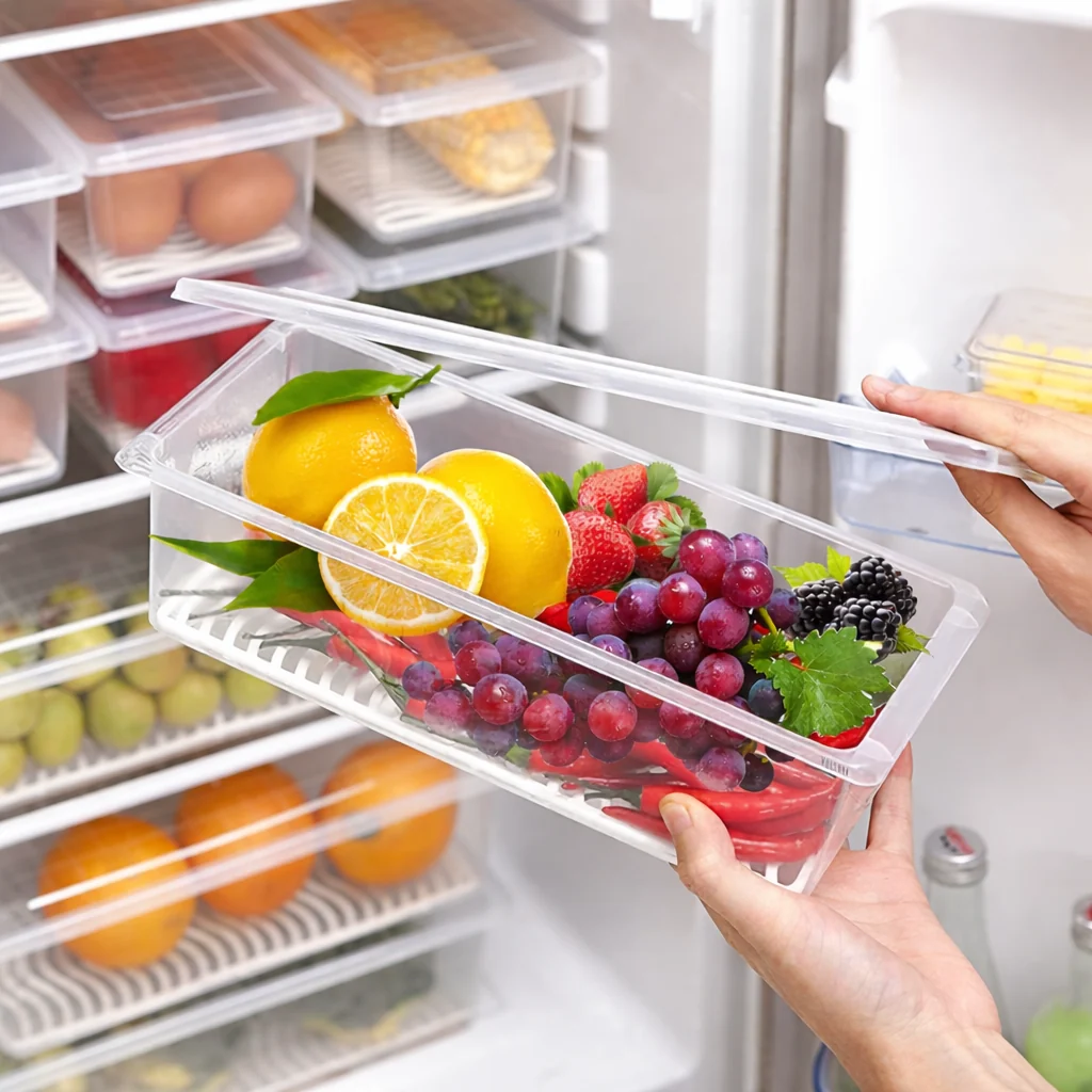 Fridge Storage Container with Drain Tray 🍇 🍋 🍒
