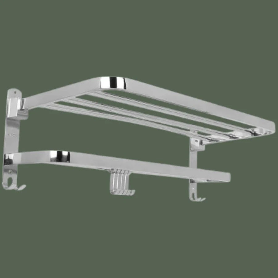 DUAL FOLDING TOWEL RACK | Premium Grade Stainless Steel Dual Folding Towel Rack/Towel Holder/Towel Stand/Accessories For Bathroom and Kitchen | (24 Inches)